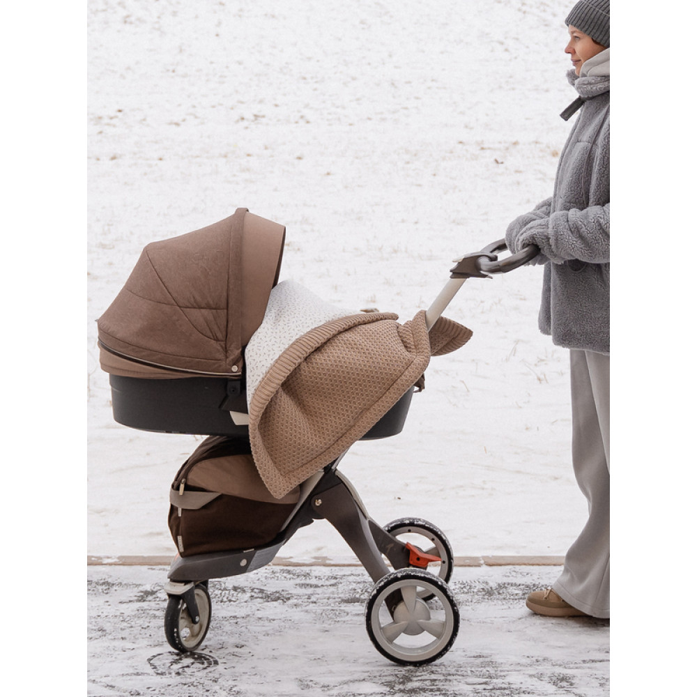 Демисезонный вязаный конверт-плед 2в1 "Universal", Капучино