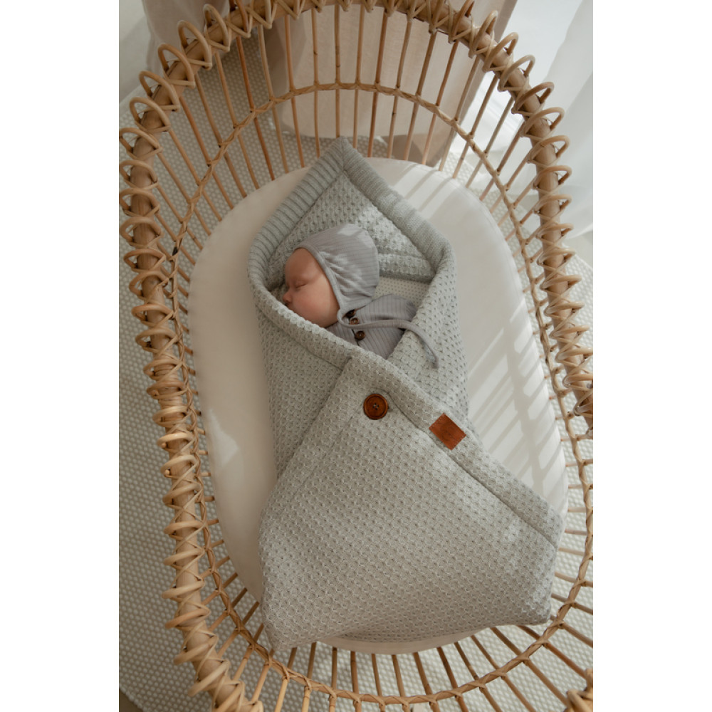 Демисезонный вязаный конверт-плед 2в1 "Universal", Серебро