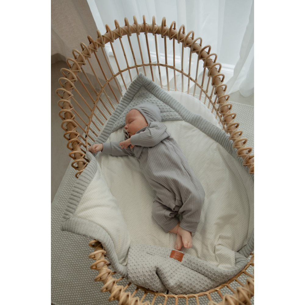 Демисезонный вязаный конверт-плед 2в1 "Universal", Серебро