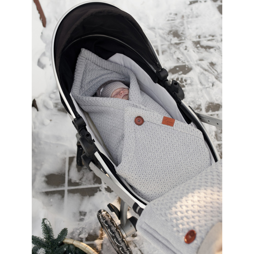 Демисезонный вязаный конверт-плед 2в1 "Universal", Серебро