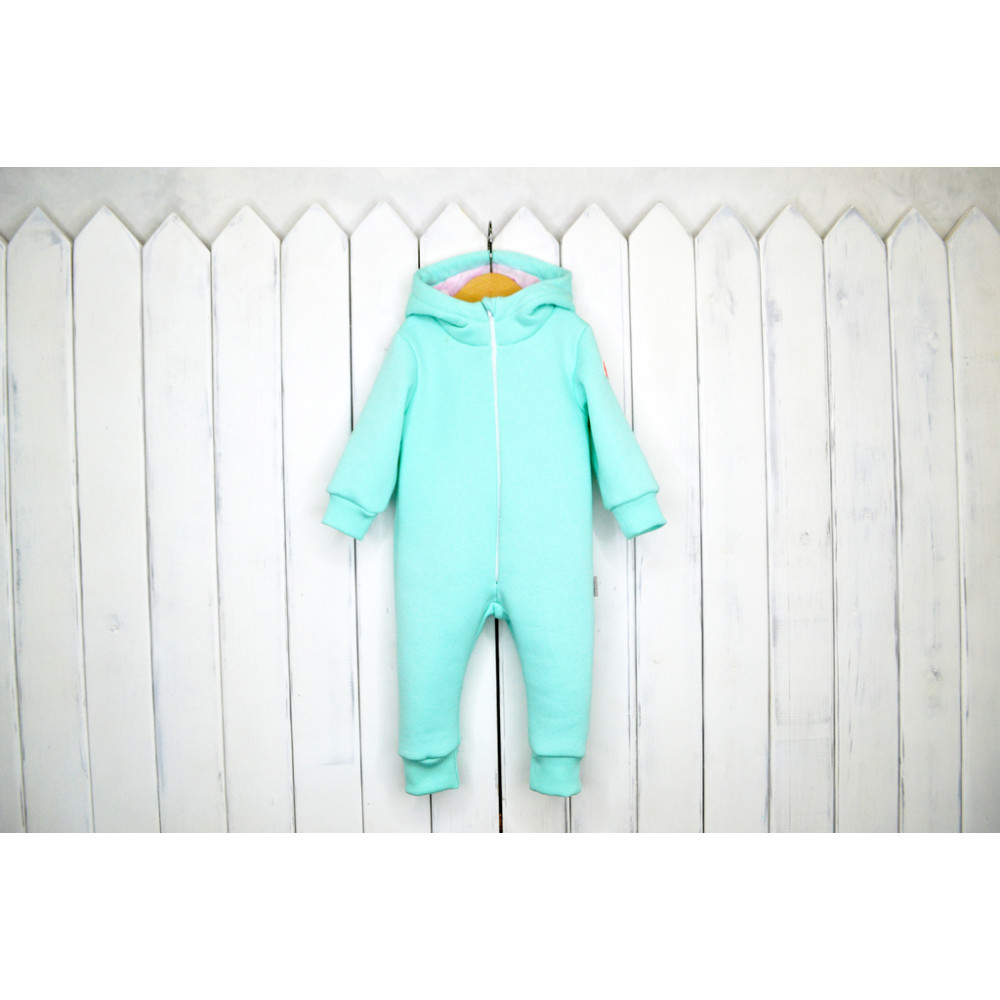 Комбинезон из футера с начесом "Дино", мята