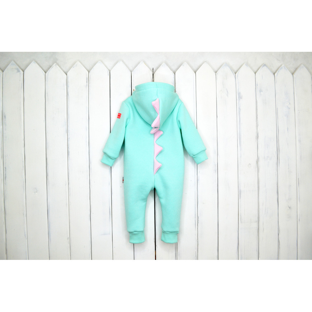 Комбинезон из футера с начесом "Дино", мята