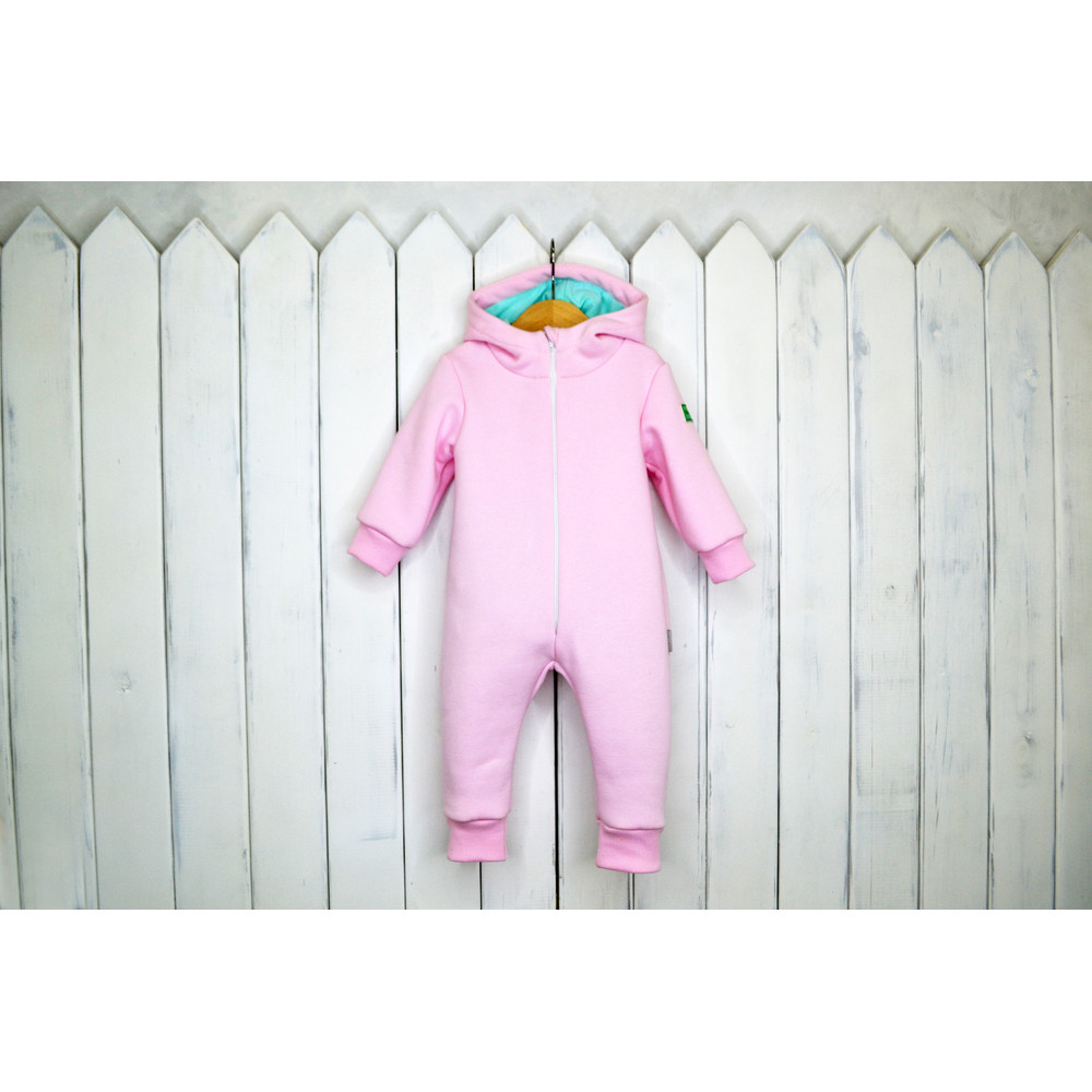 Комбинезон из футера с начесом "Дино", розовый