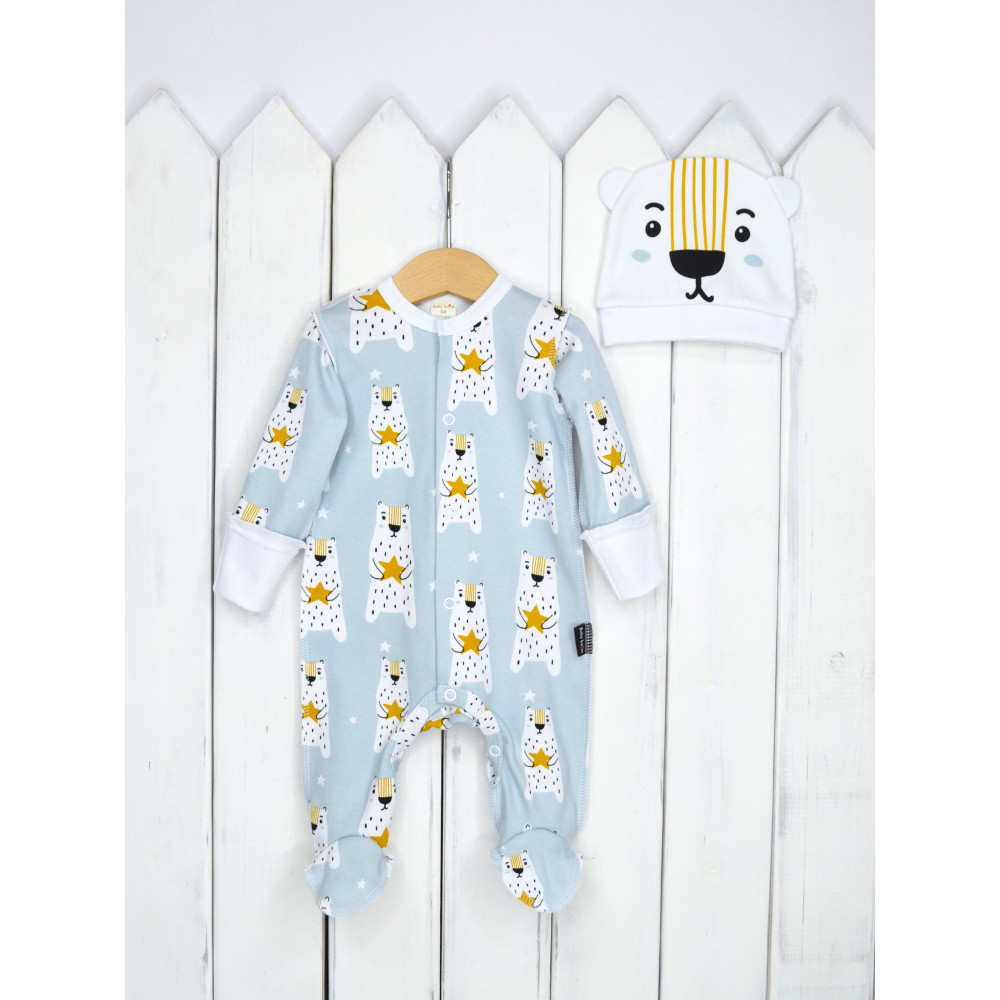 Комплект для малыша "Мишки", Серо-голубой