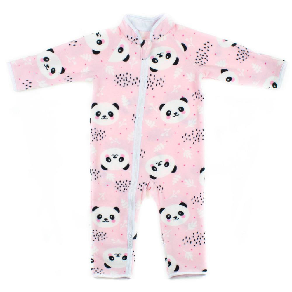 Утепленный комбинезон из флиса, Панды на розовом