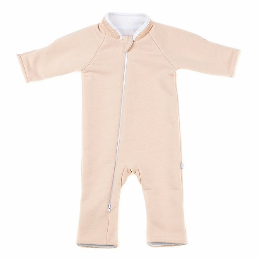 Комбинезон из футера на молнии с подкладом, Персик