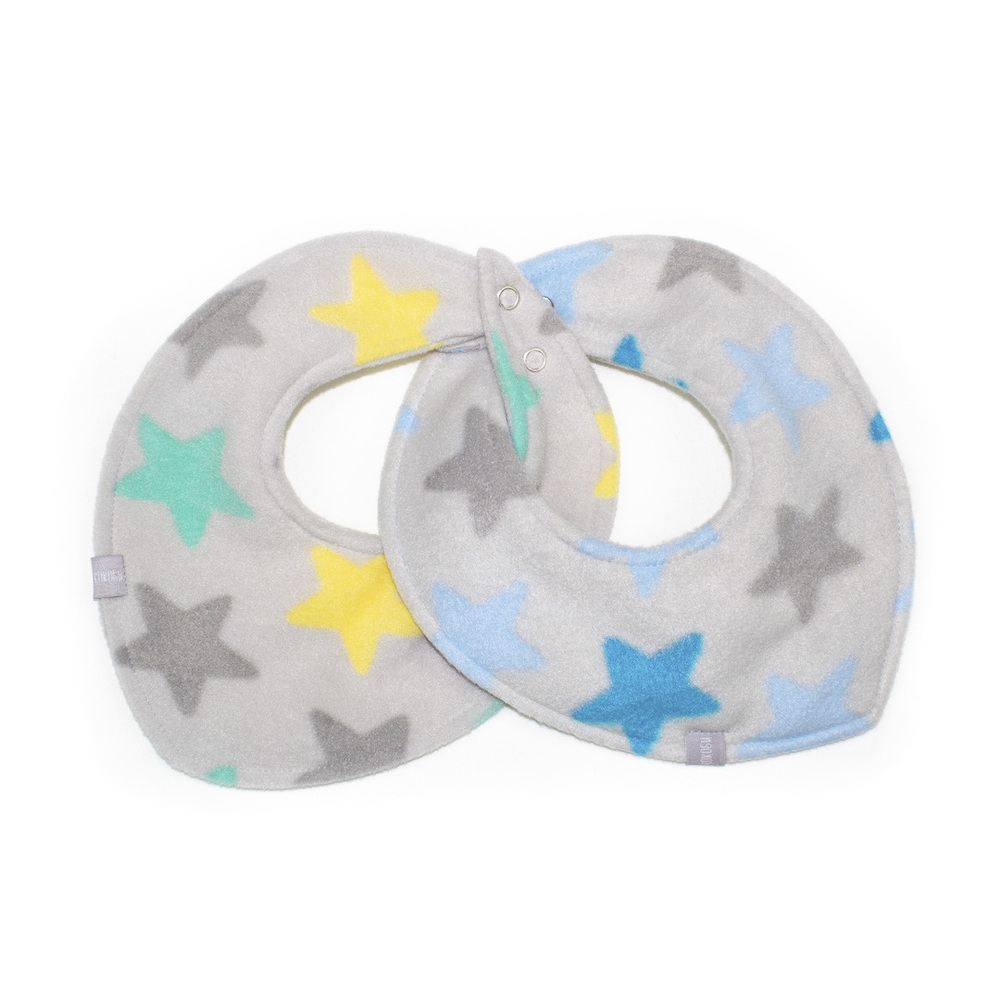 Комплект нагрудников (2шт) из флиса, Голубые звезды+мятные звезды