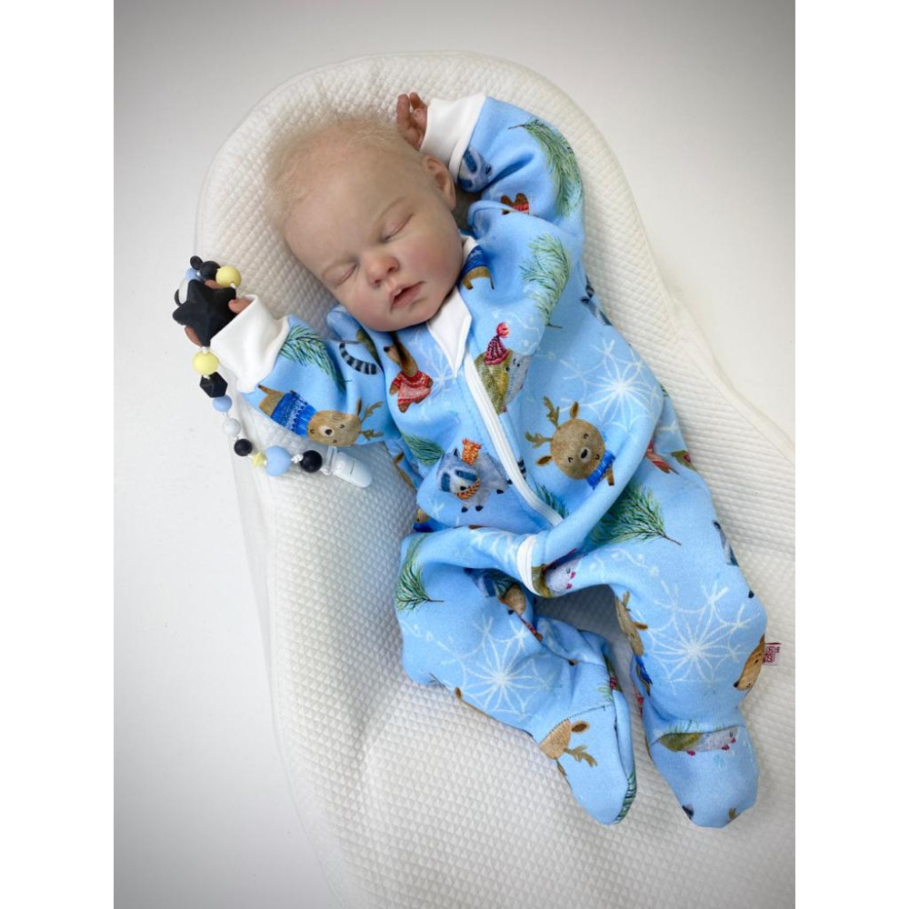 Комбинезон из футера с начесом "Зверята зимой"