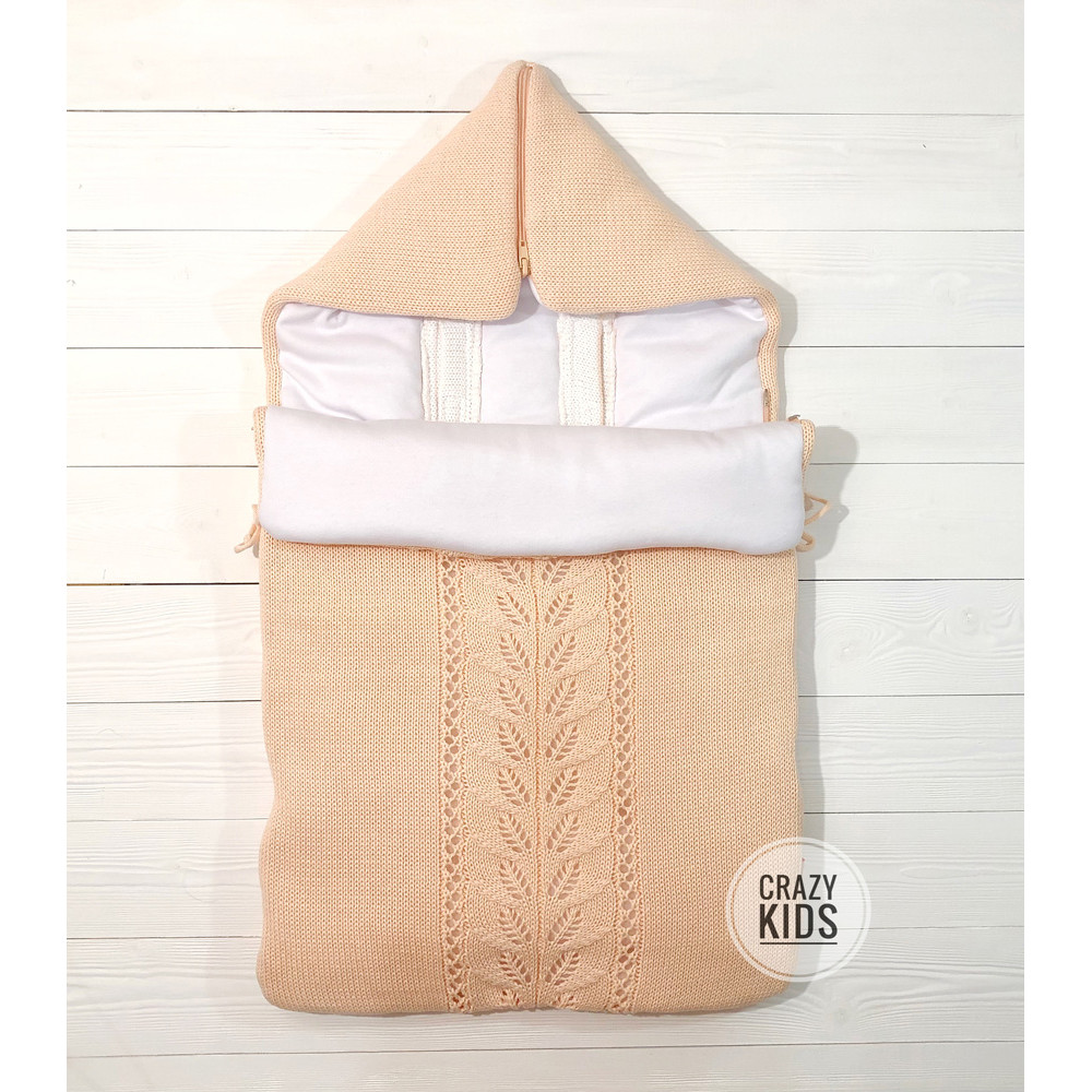 Вязаный конверт Flower, персик