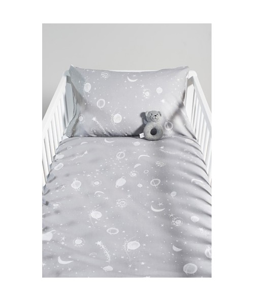 Комплект постельного белья Jollein 100x140 Galaxy grey (Галактика)