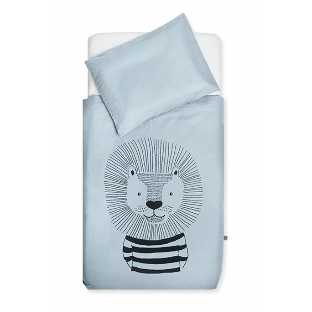 Комплект постельного белья Jollein 120x150 Wild animals (Голубой)