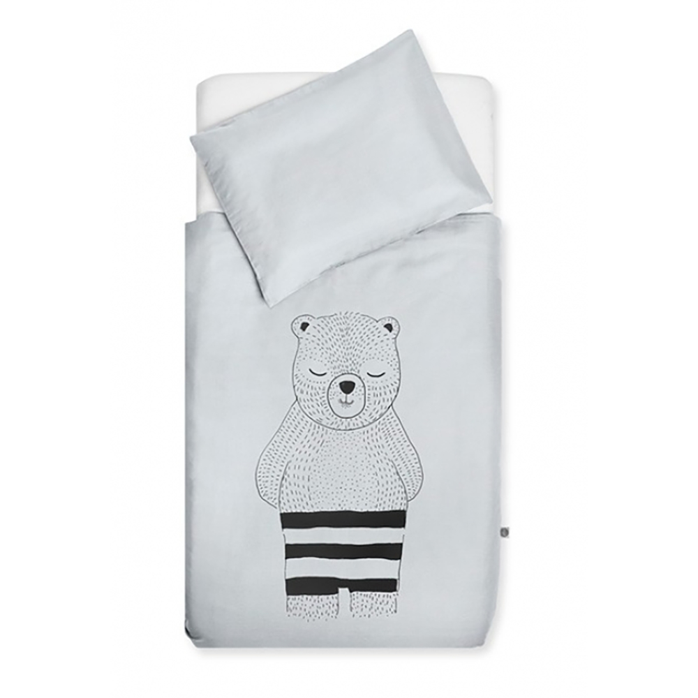 Комплект постельного белья Jollein 120x150 Wild animals (Серый)