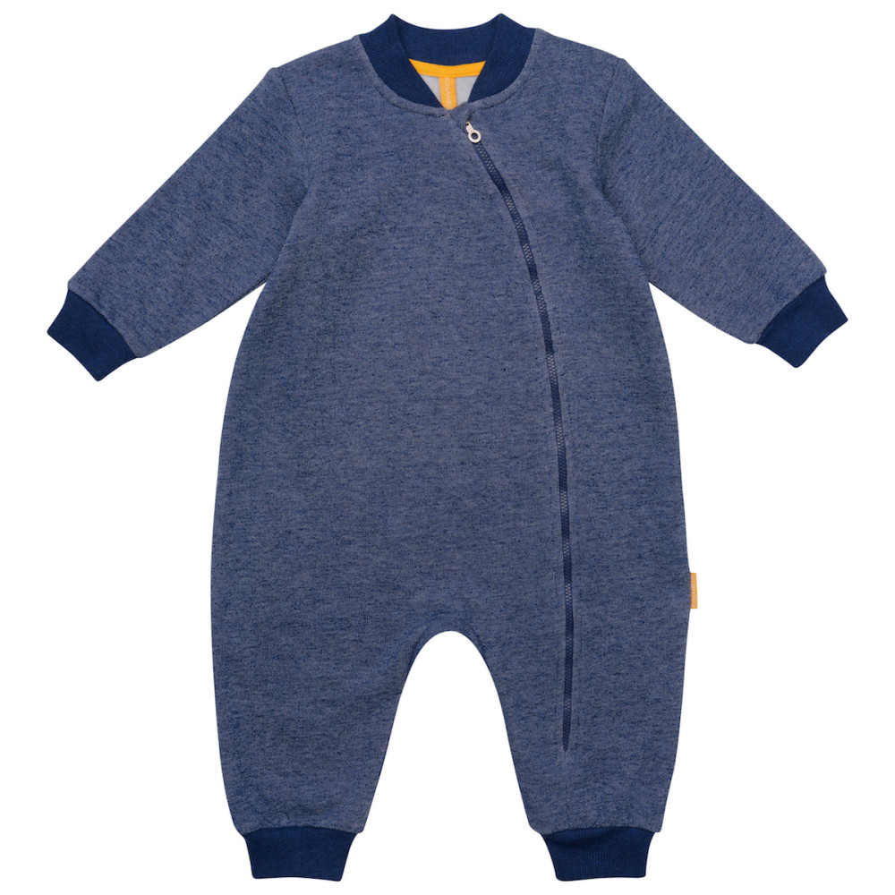 Утепленный комбинезон из футера "Синий меланж"