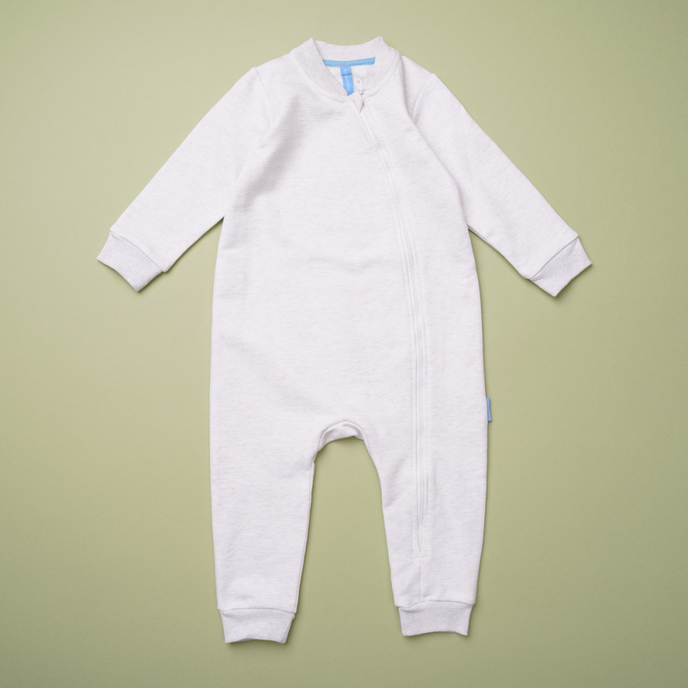 Утепленный комбинезон из футера "Бежевый меланж"