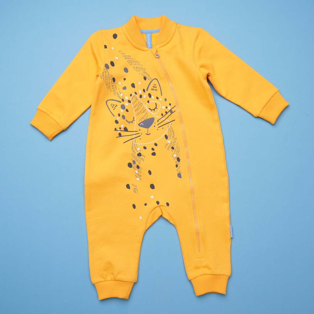 Утепленный комбинезон из футера "Желтый"