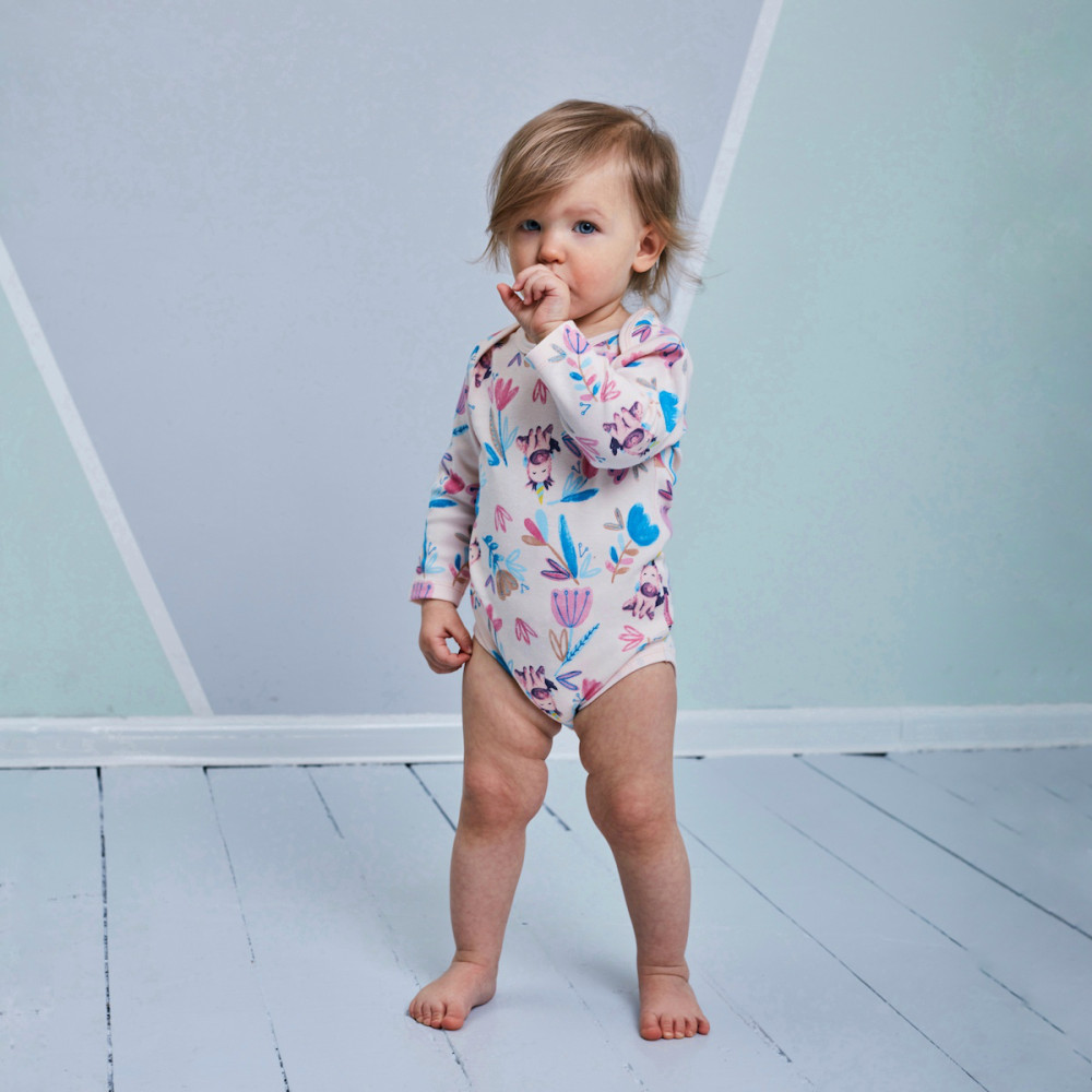 Боди для девочки "Единороги в цветах"