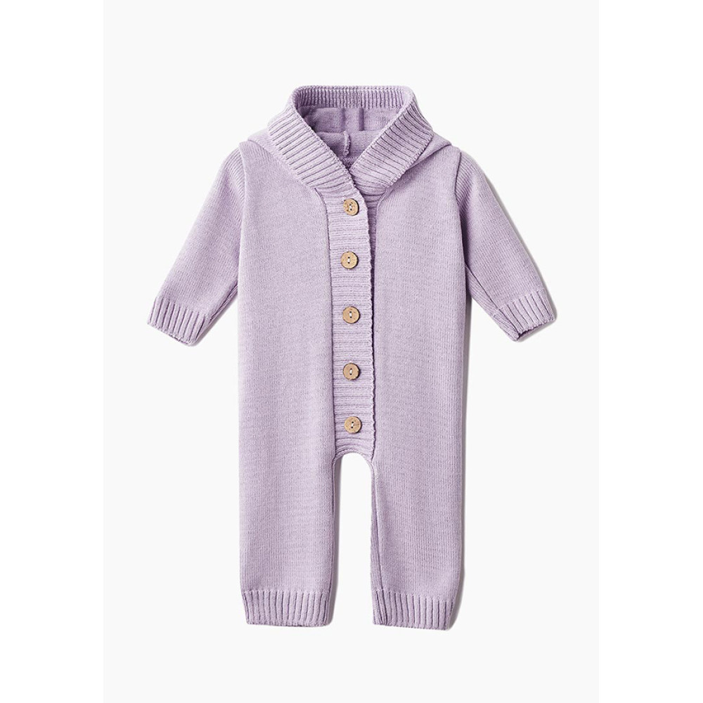 Комбинезон с капюшоном вязаный, Фиолетовый