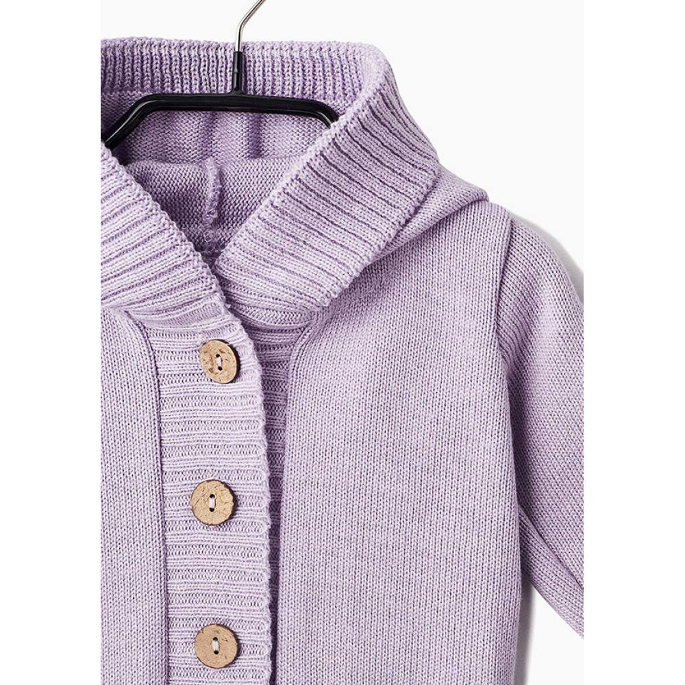 Комбинезон с капюшоном вязаный, Фиолетовый