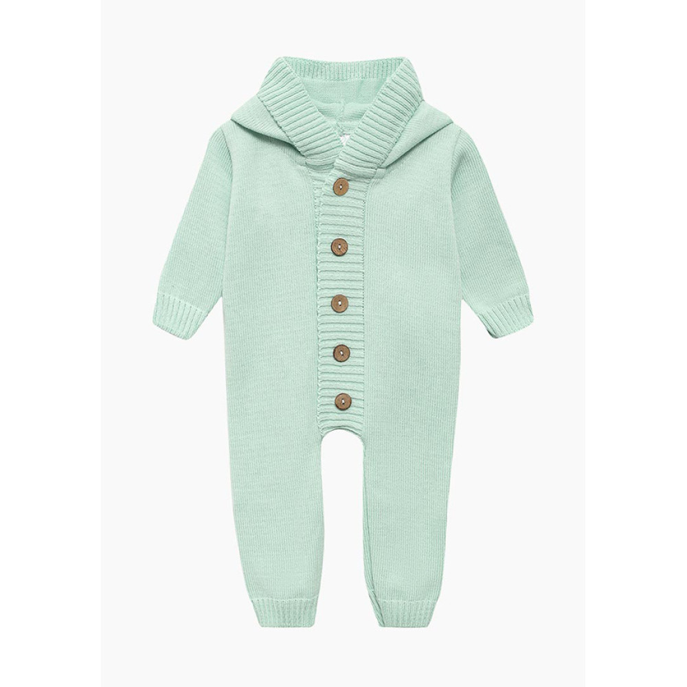 Комбинезон с капюшоном вязаный, Мятный