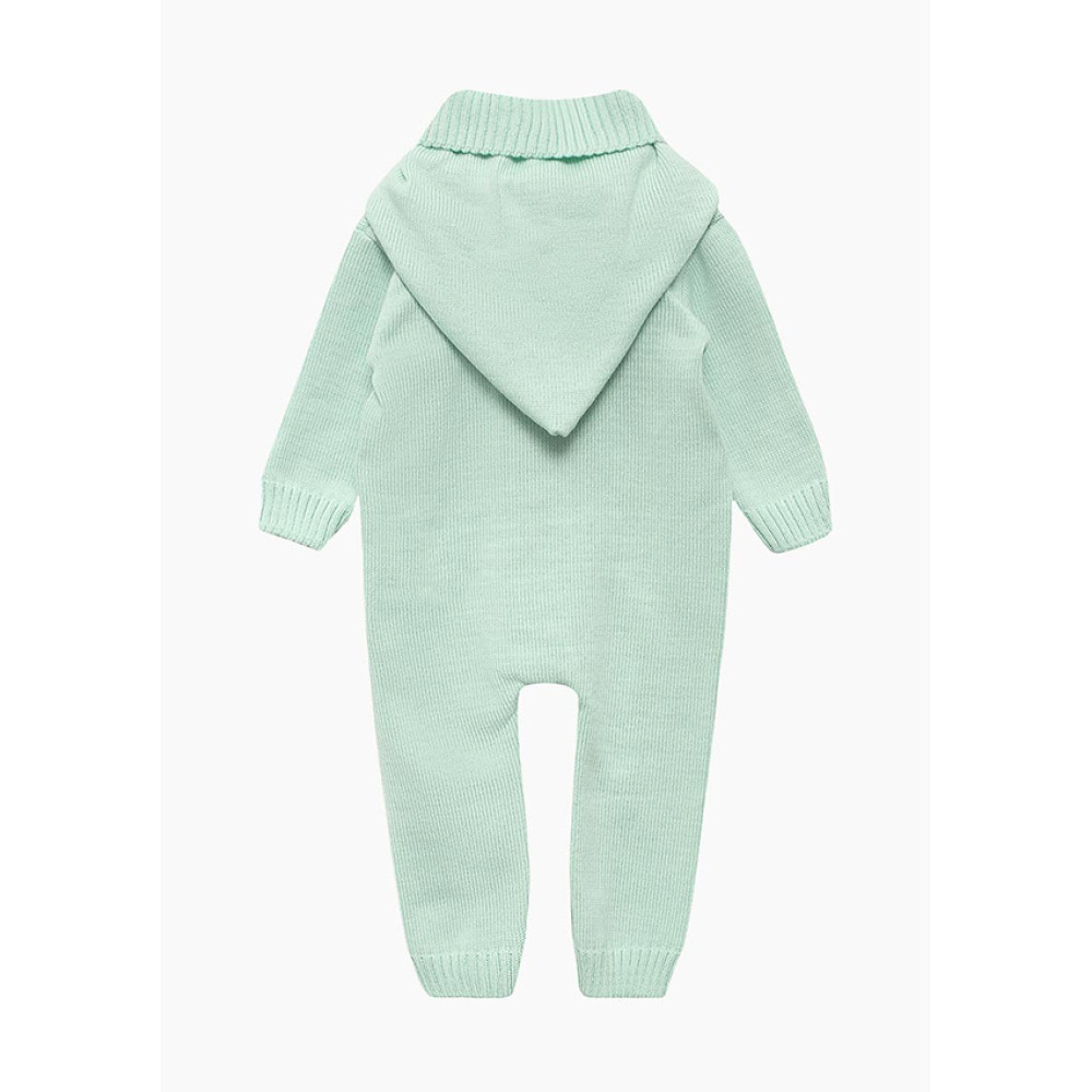 Комбинезон с капюшоном вязаный, Мятный