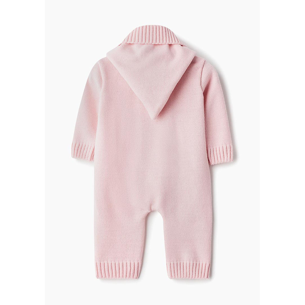 Комбинезон с капюшоном вязаный, Розовый