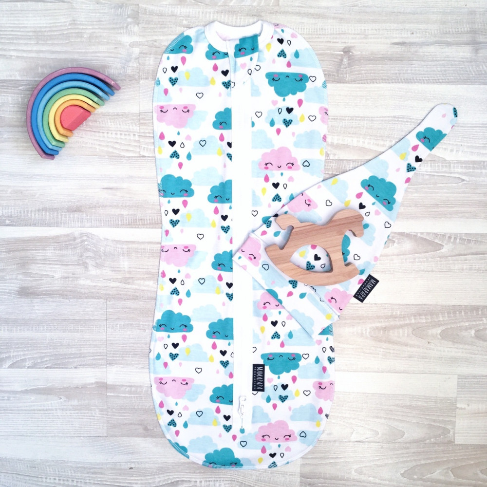 Пеленальный кокон и шапочка Mjölk limited series Облачка