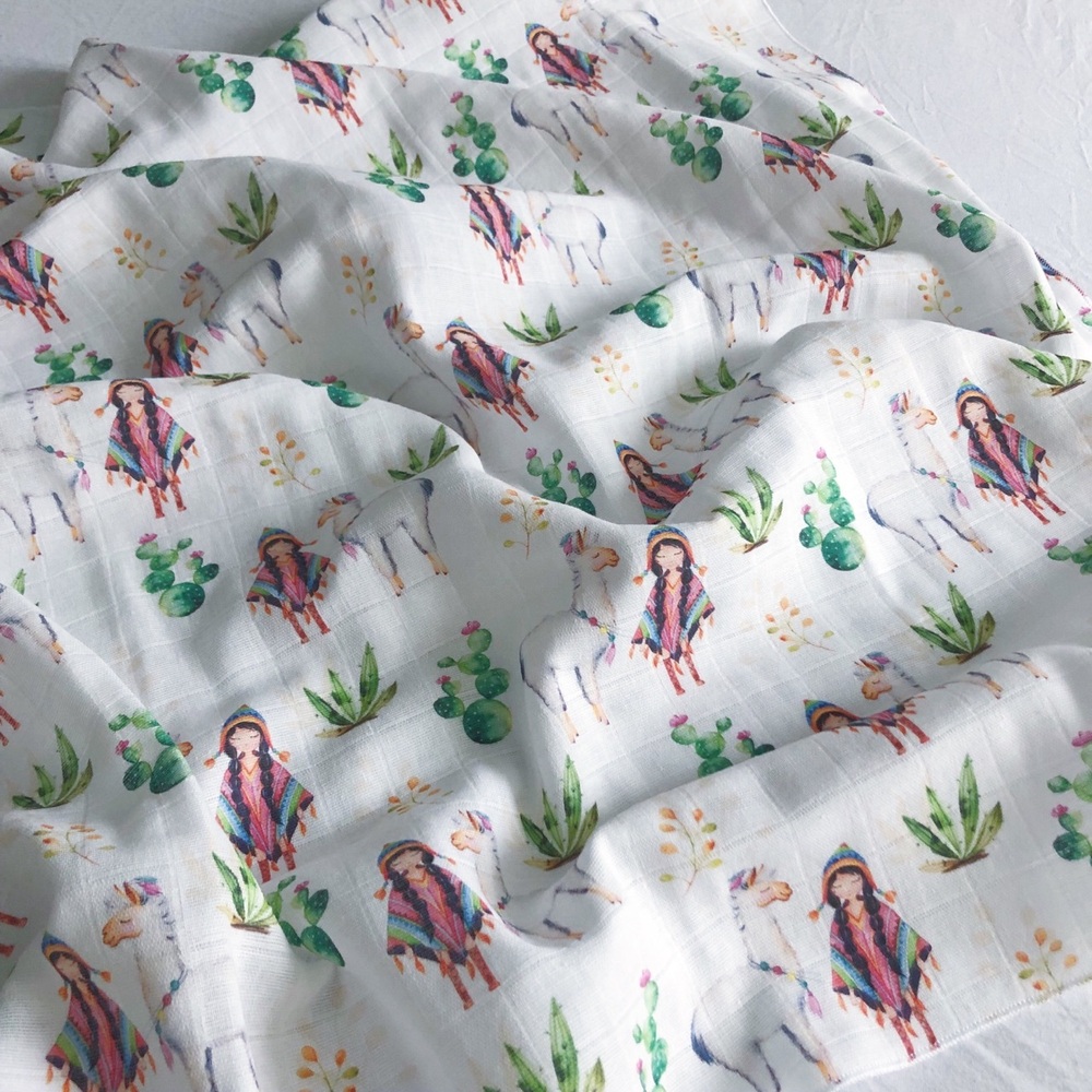 Сет из 4х муслиновых пелёнок MamaPapa Ламы