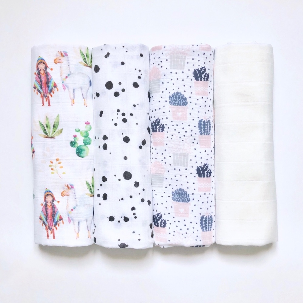Сет из 4х муслиновых пелёнок MamaPapa Ламы