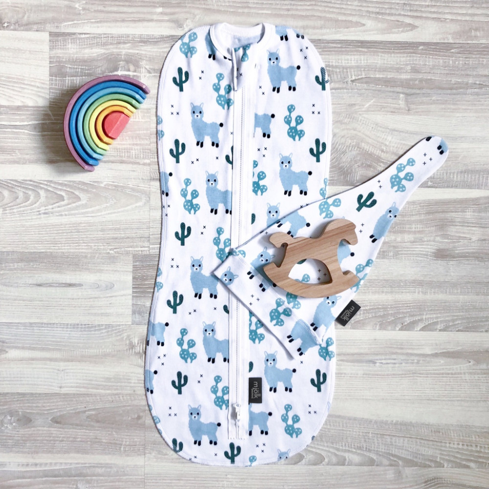 Пеленальный кокон и шапочка Mjölk, Ламы мальчики