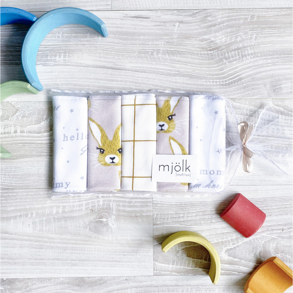 Набор платочков-слюнявчиков Mjölk, Зайчики