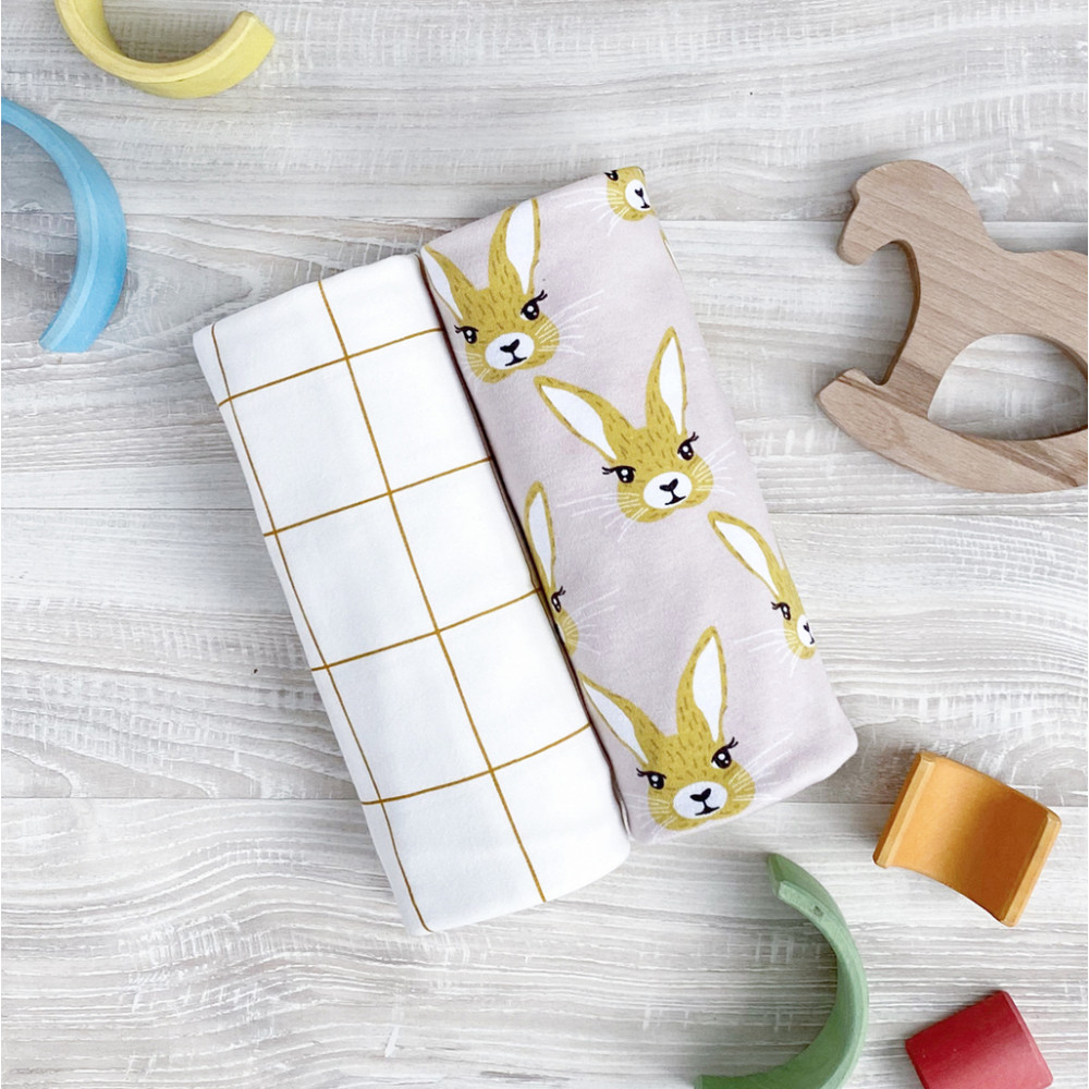 Сет из 2х пеленок Mjolk, Зайчики/Клетка