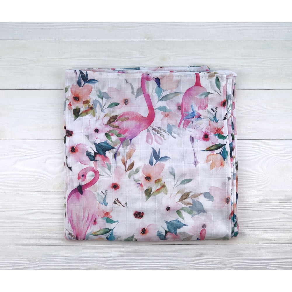 Муслиновая пеленка "Фламинго в цветах"