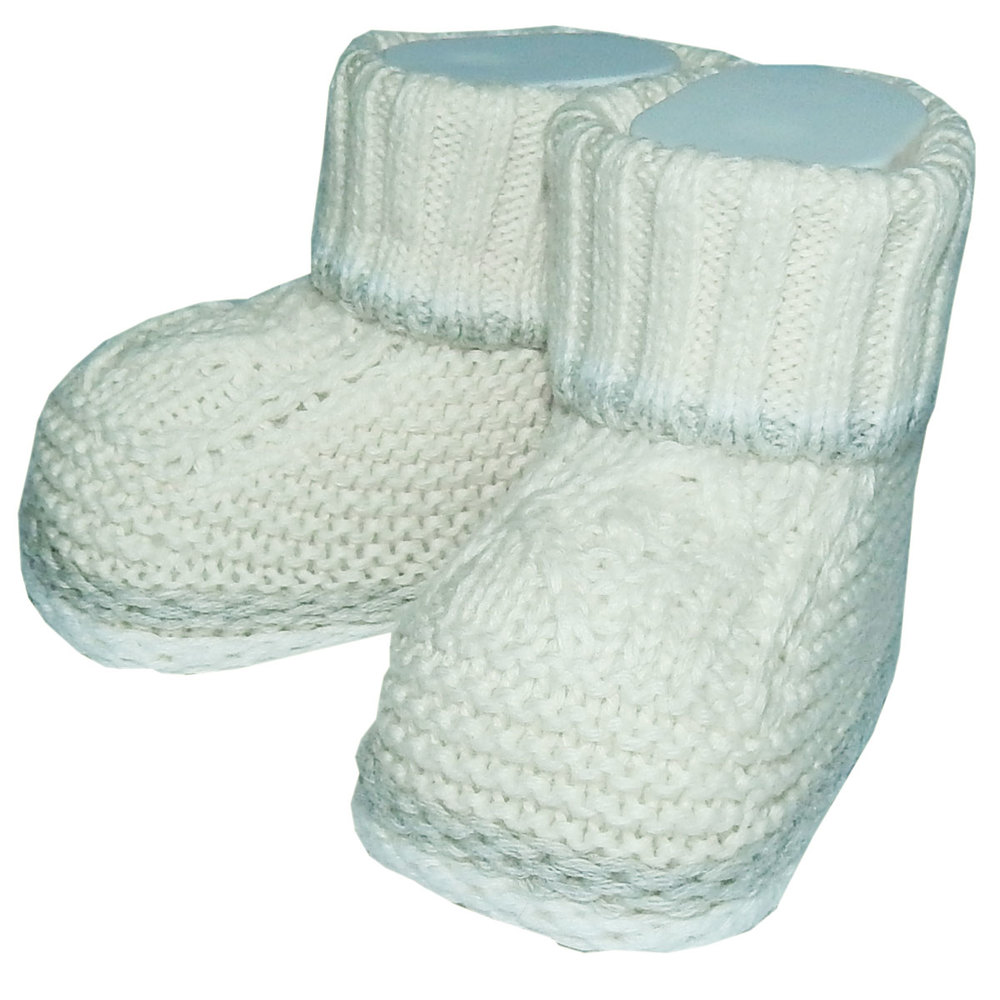 Вязаные пинетки, Экрю+серый