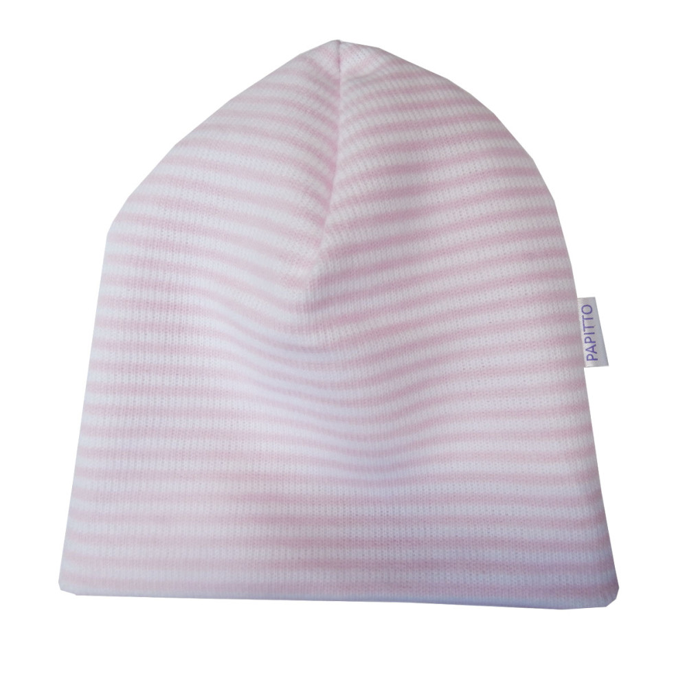 Шапочка для малыша "Полоска" розовая