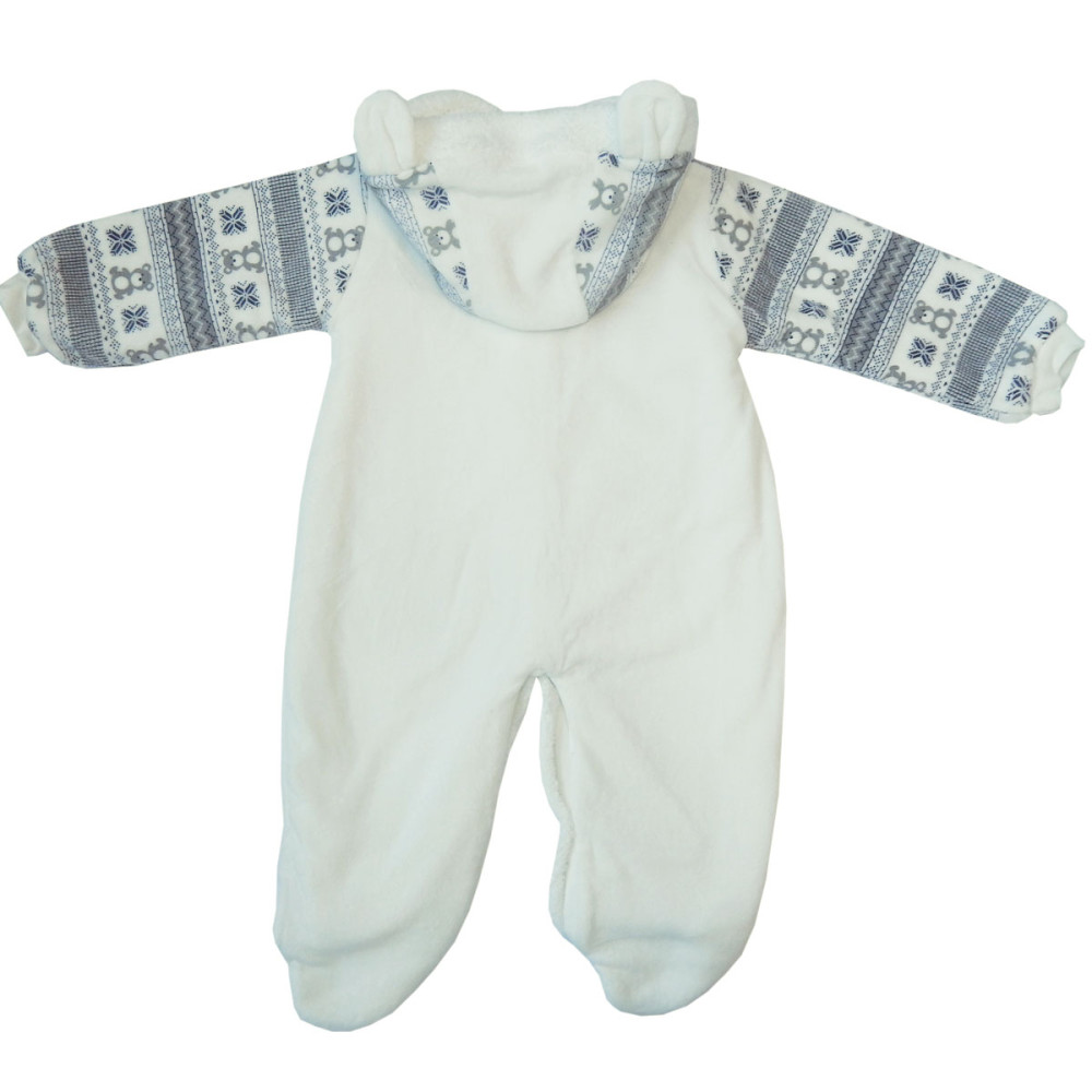 Комбинезон утепленный с капюшоном экрю/сер