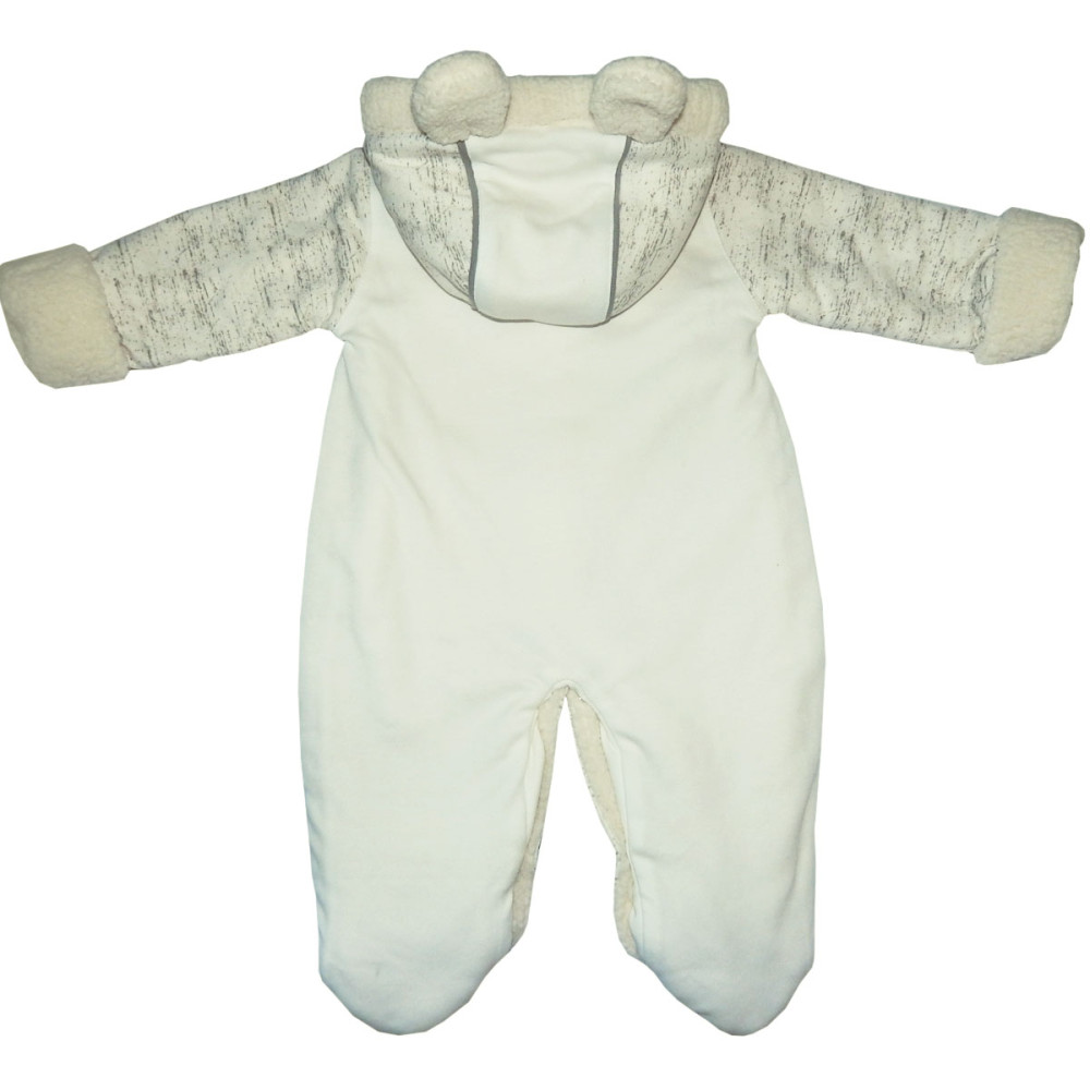 Комбинезон утепленный с капюшоном серый меланж