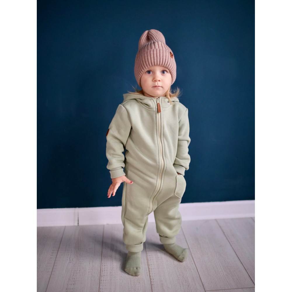 Комбинезон утепленный из футера "Cotton", Хаки