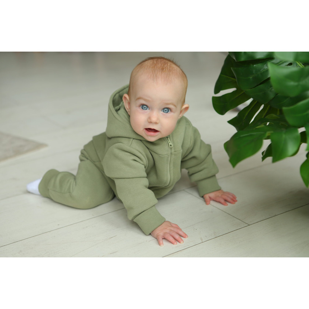 Комбинезон утепленный из футера "Cotton", Хаки