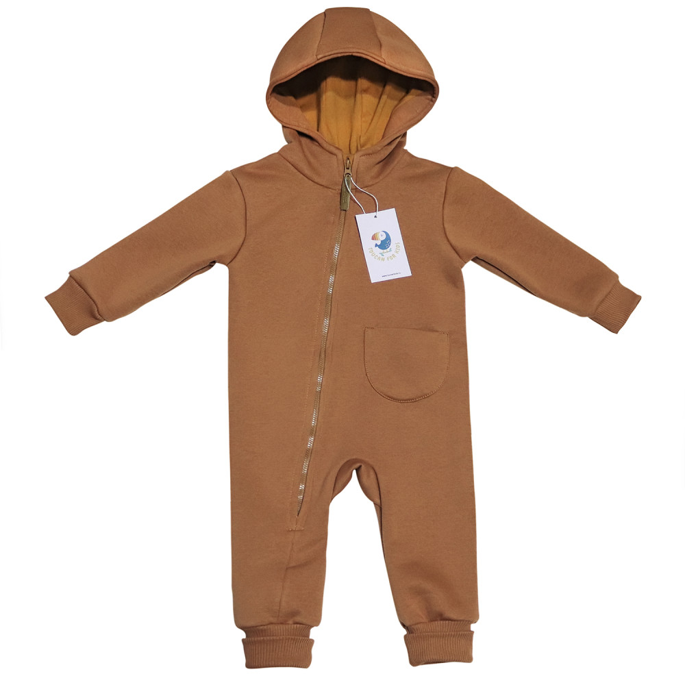 Комбинезон утепленный из футера "Cotton", Карамель