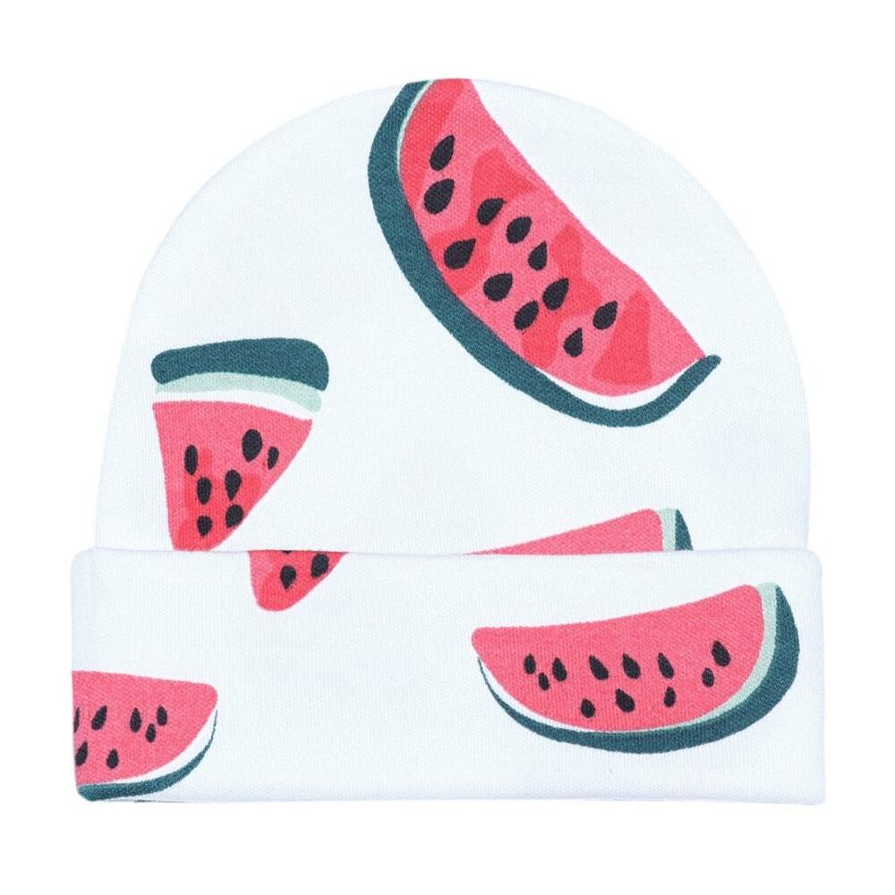 Шапочка для новорожденного с отворотом, Арбузики