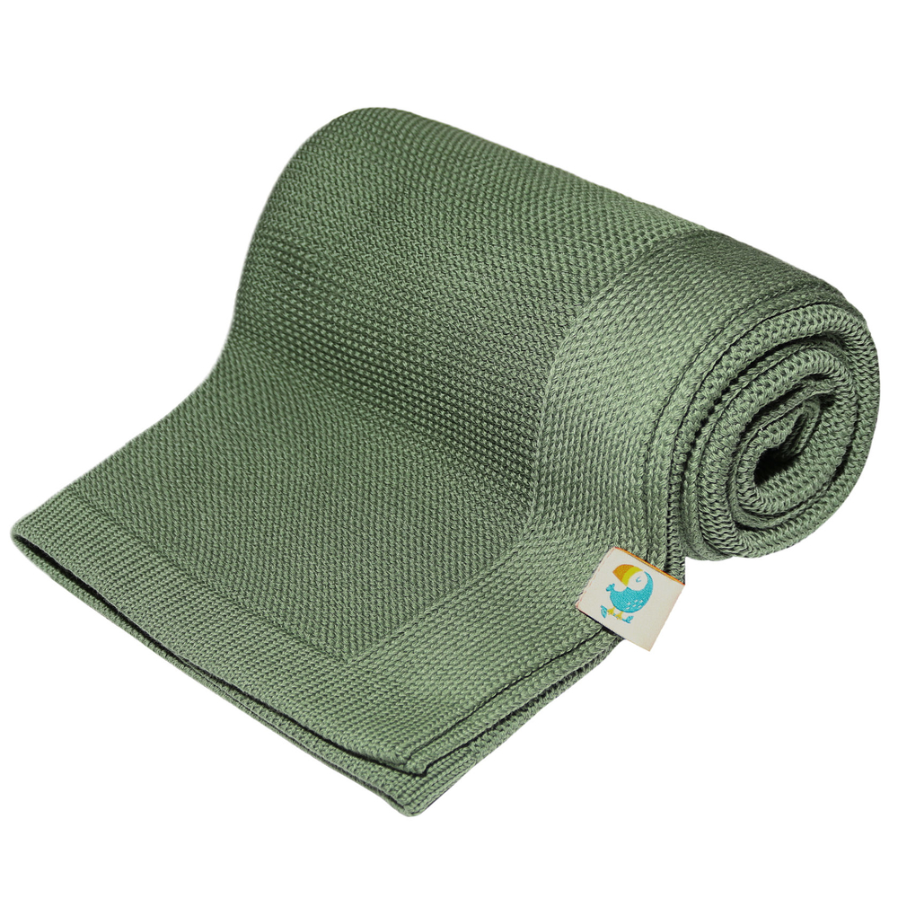 Вязаный плед из хлопка "Classiс", Олива