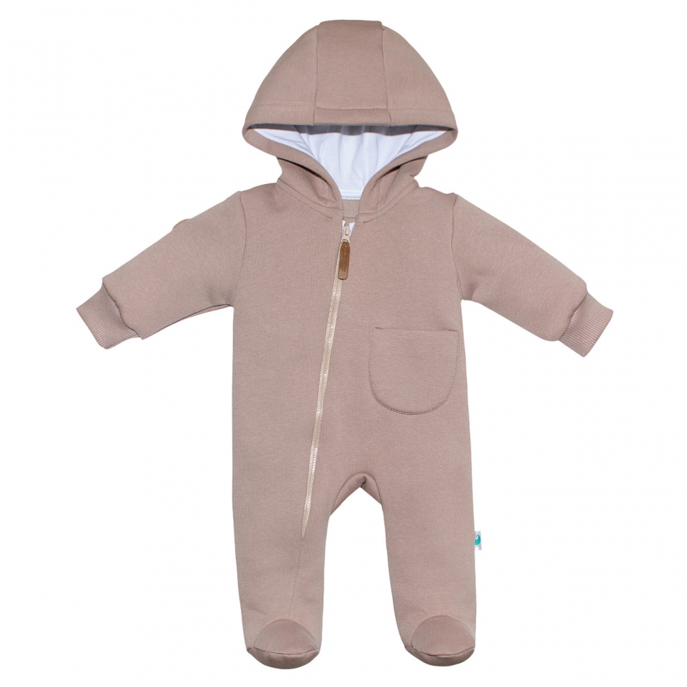 Комбинезон утепленный из футера "Cotton", Какао