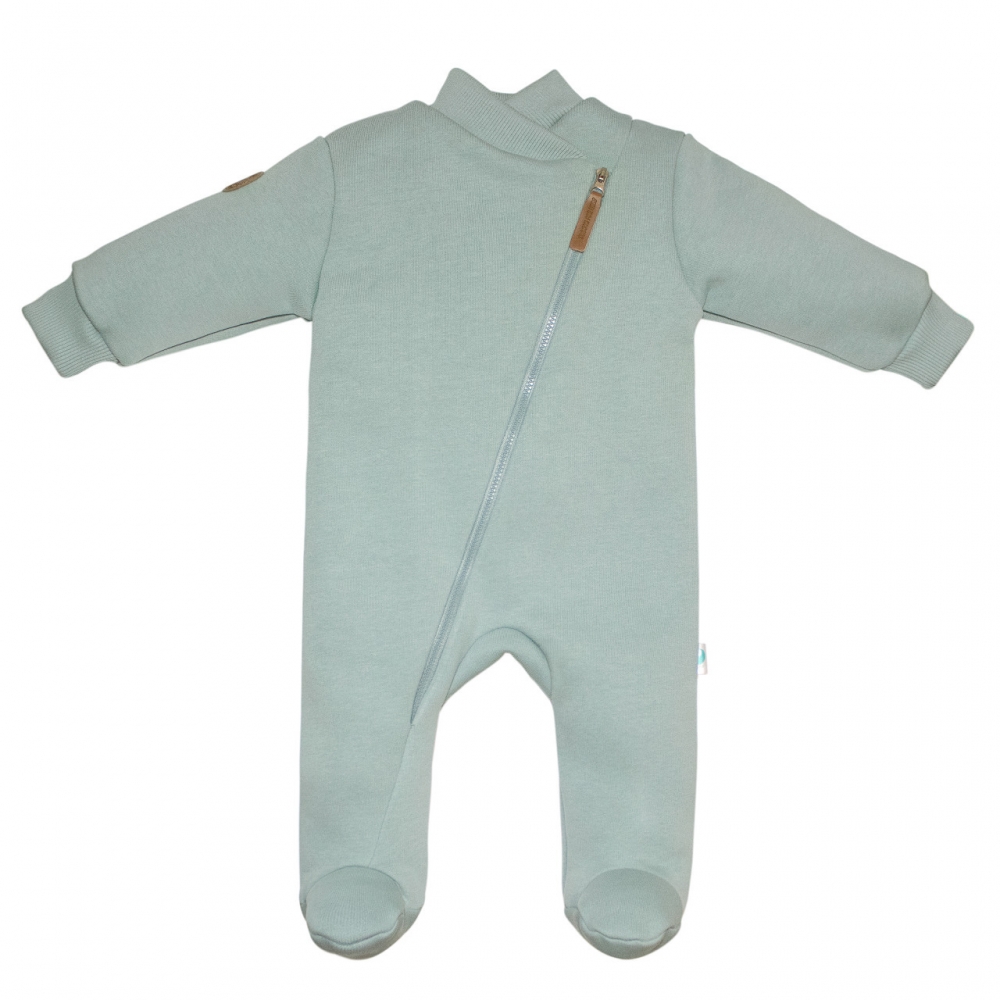 Комбинезон утепленный из футера без капюшона, Ментол