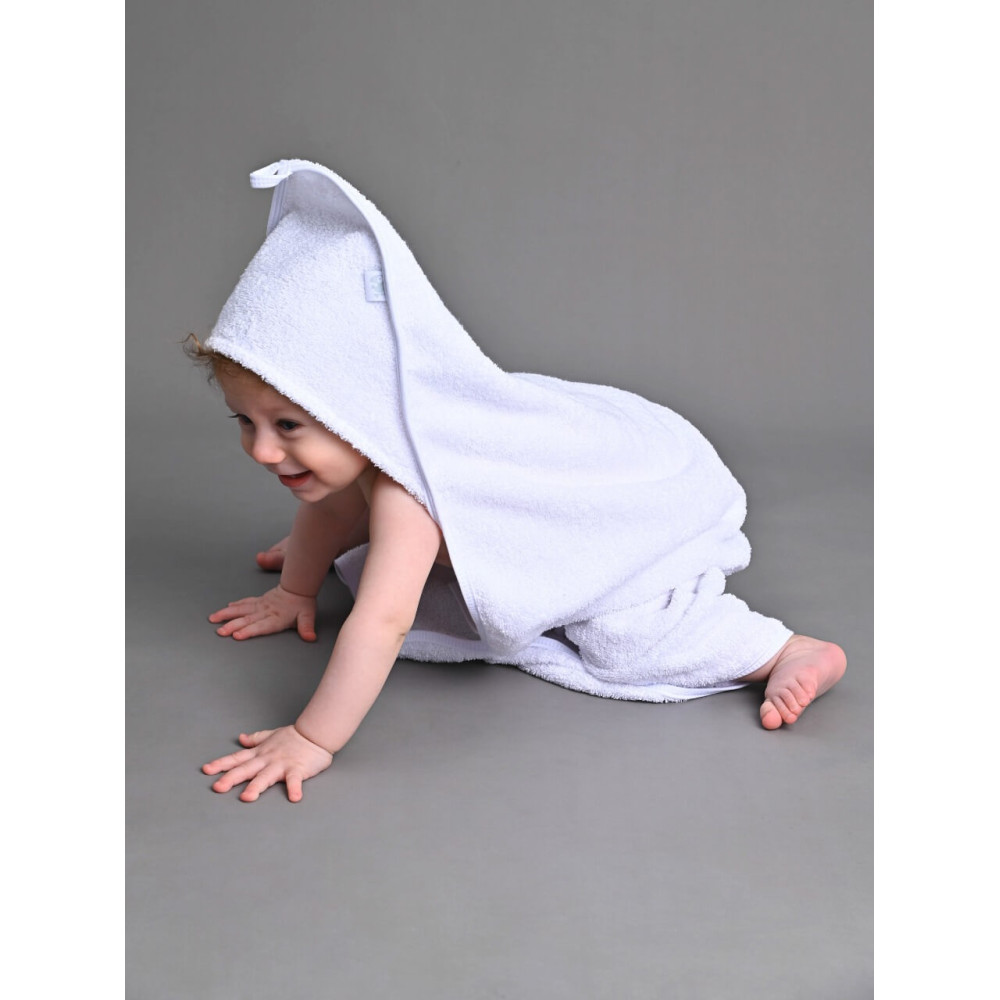 Махровое полотенце с уголком + платочек, Белый