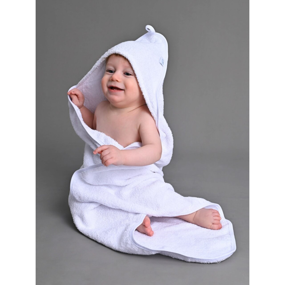 Махровое полотенце с уголком + платочек, Белый