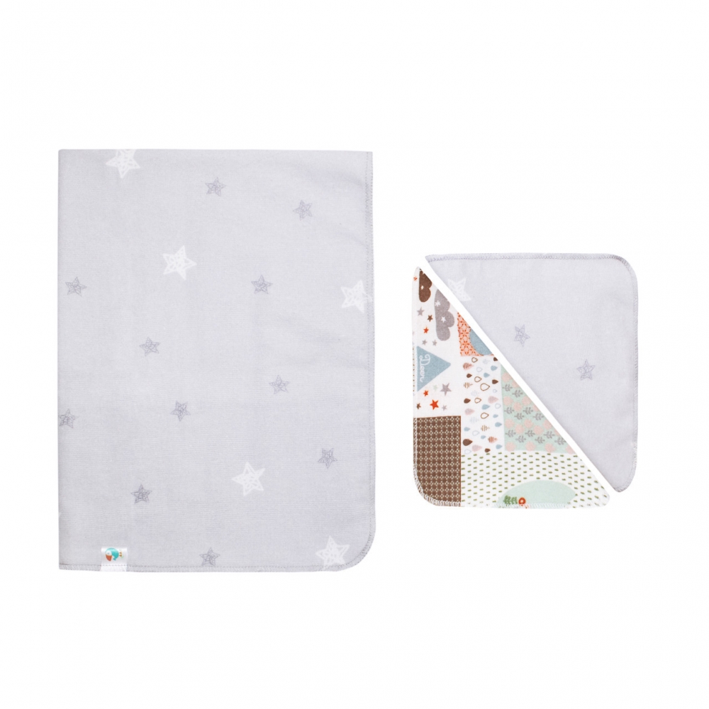 Комплект фланелевая пеленка + 2 платочка, Звезды