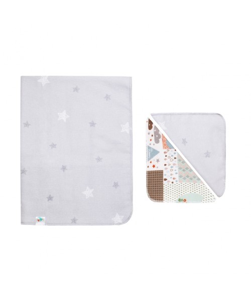 Комплект фланелевая пеленка + 2 платочка, Звезды