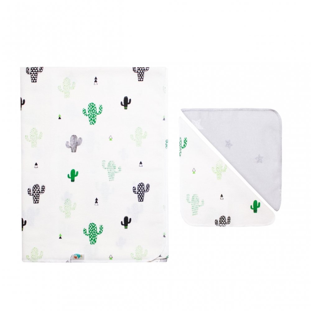 Комплект фланелевая пеленка + 2 платочка, Кактусы