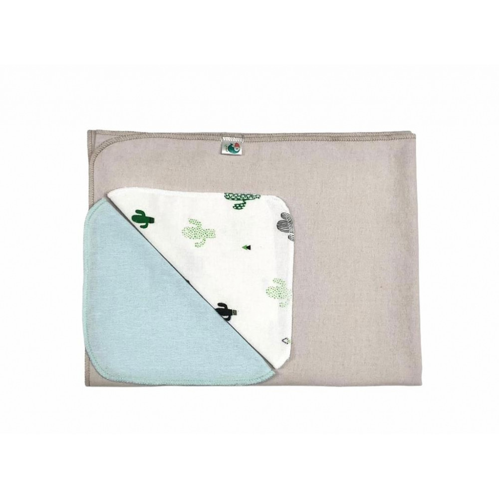 Комплект фланелевая пеленка + 2 платочка, Бежевый