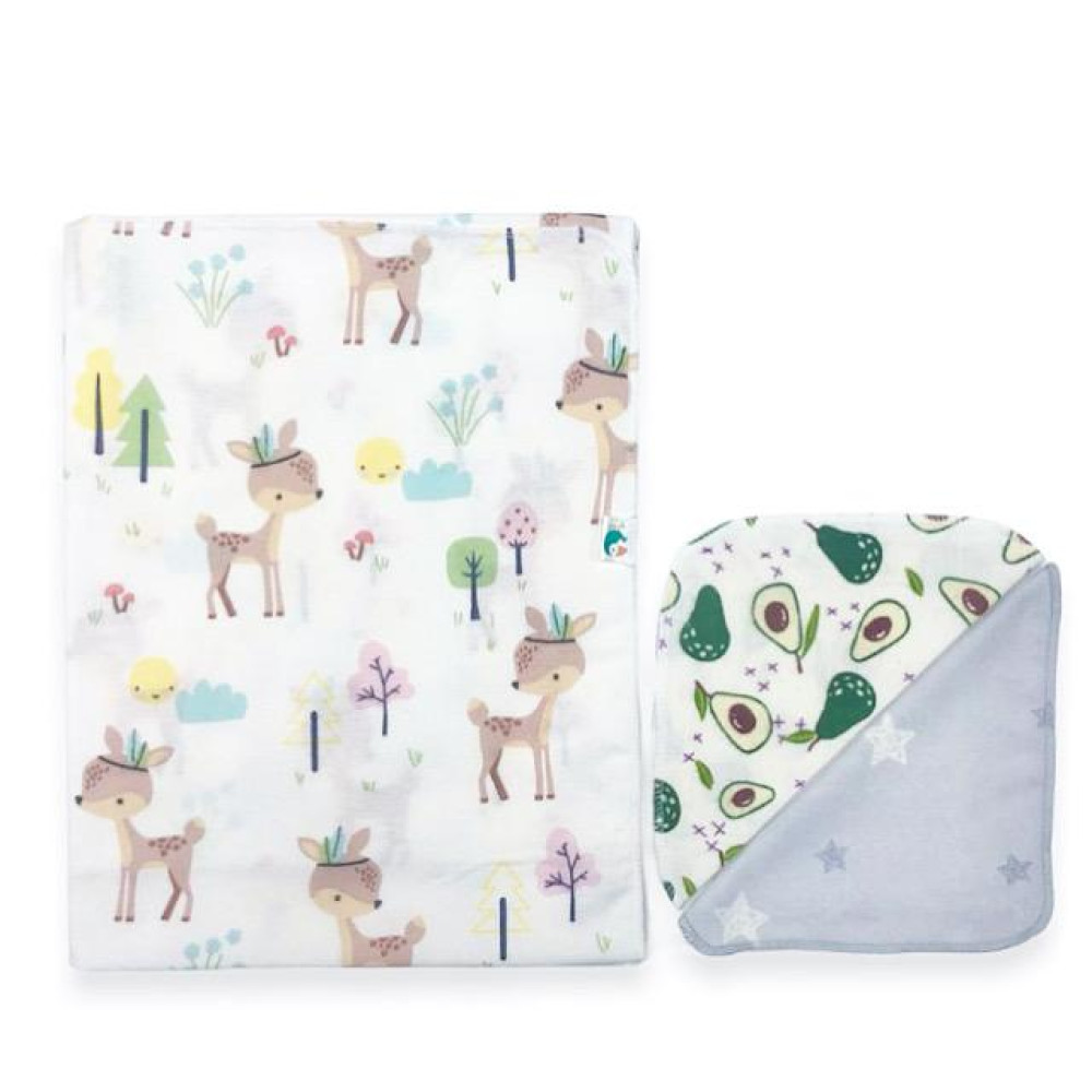 Комплект фланелевая пеленка + 2 платочка, Олененок